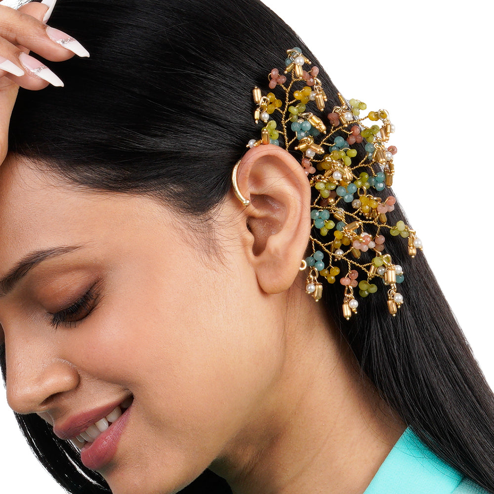 Multicolour semiprecious stone earcuff design