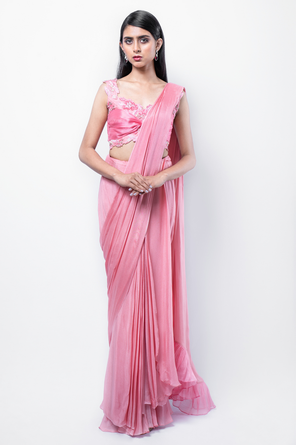 Rose Pink Concept Saree Set