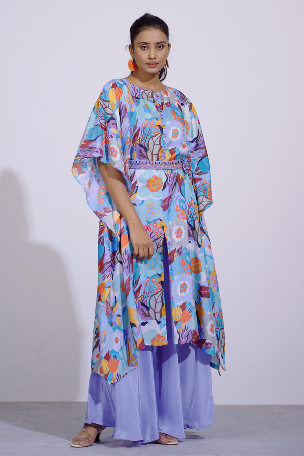 Floral Kaftan with Flared Pants