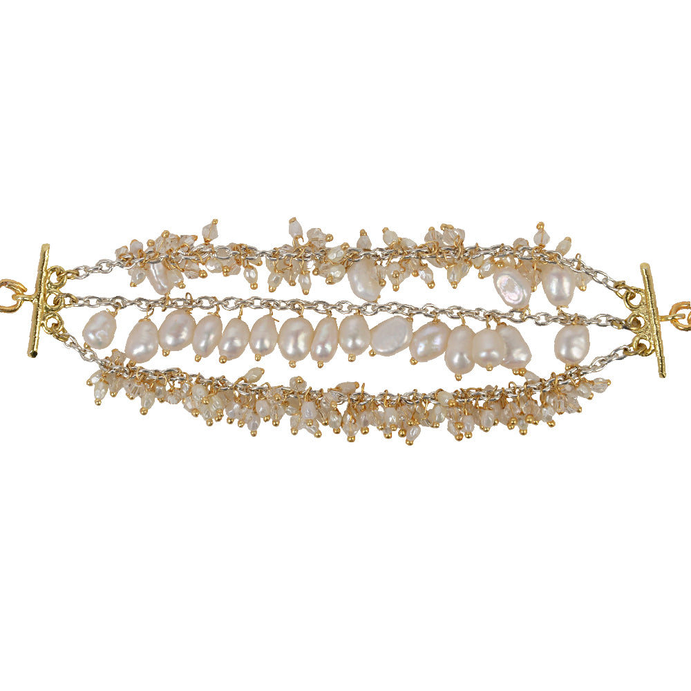 Classic handcrafted white and gold bracelet