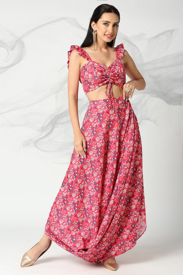 Cherry Red Floral Printed Co-ord Set