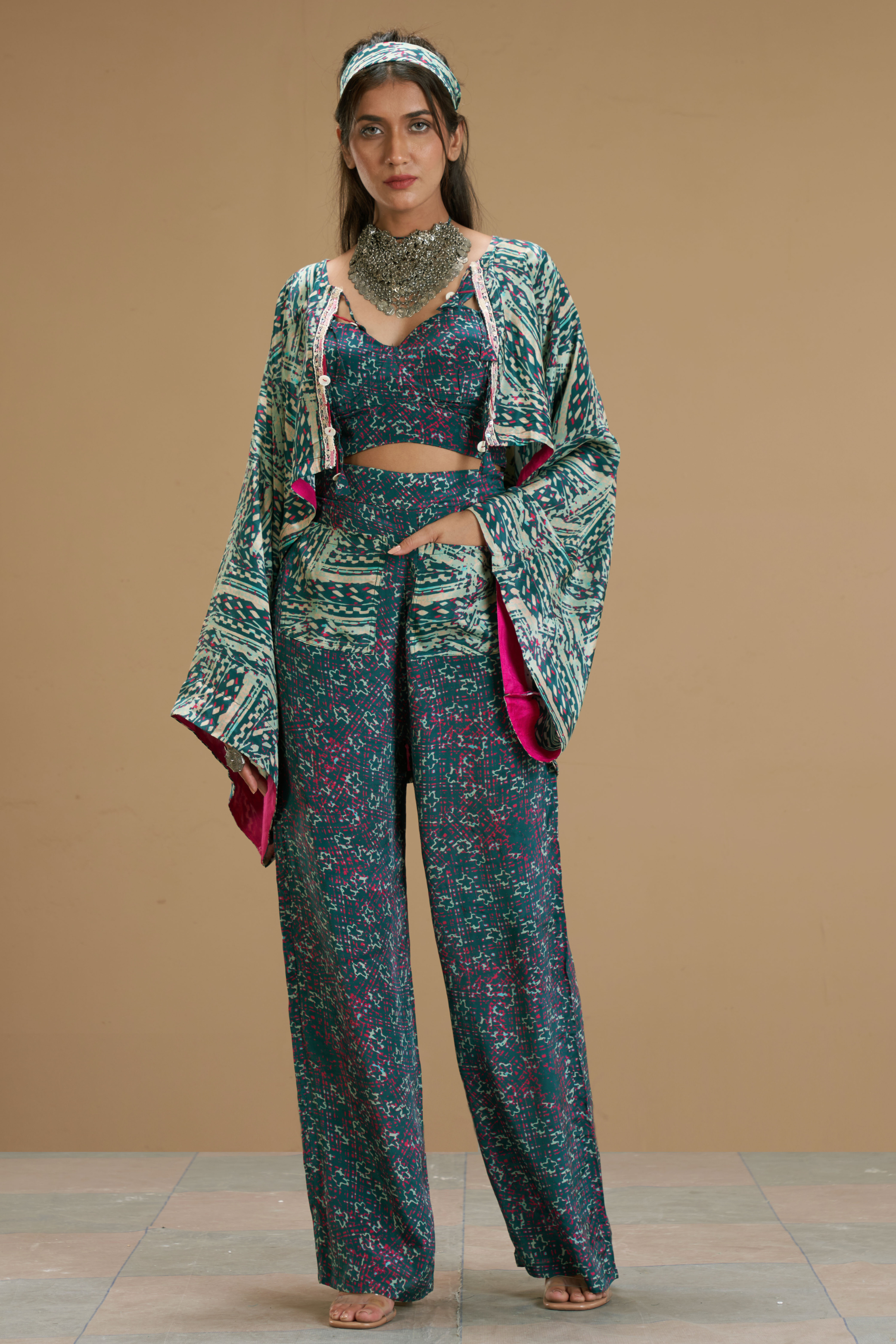 Printed Co-ord Set with Jacket