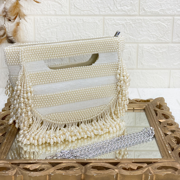 White Pearl Detailing Clutch