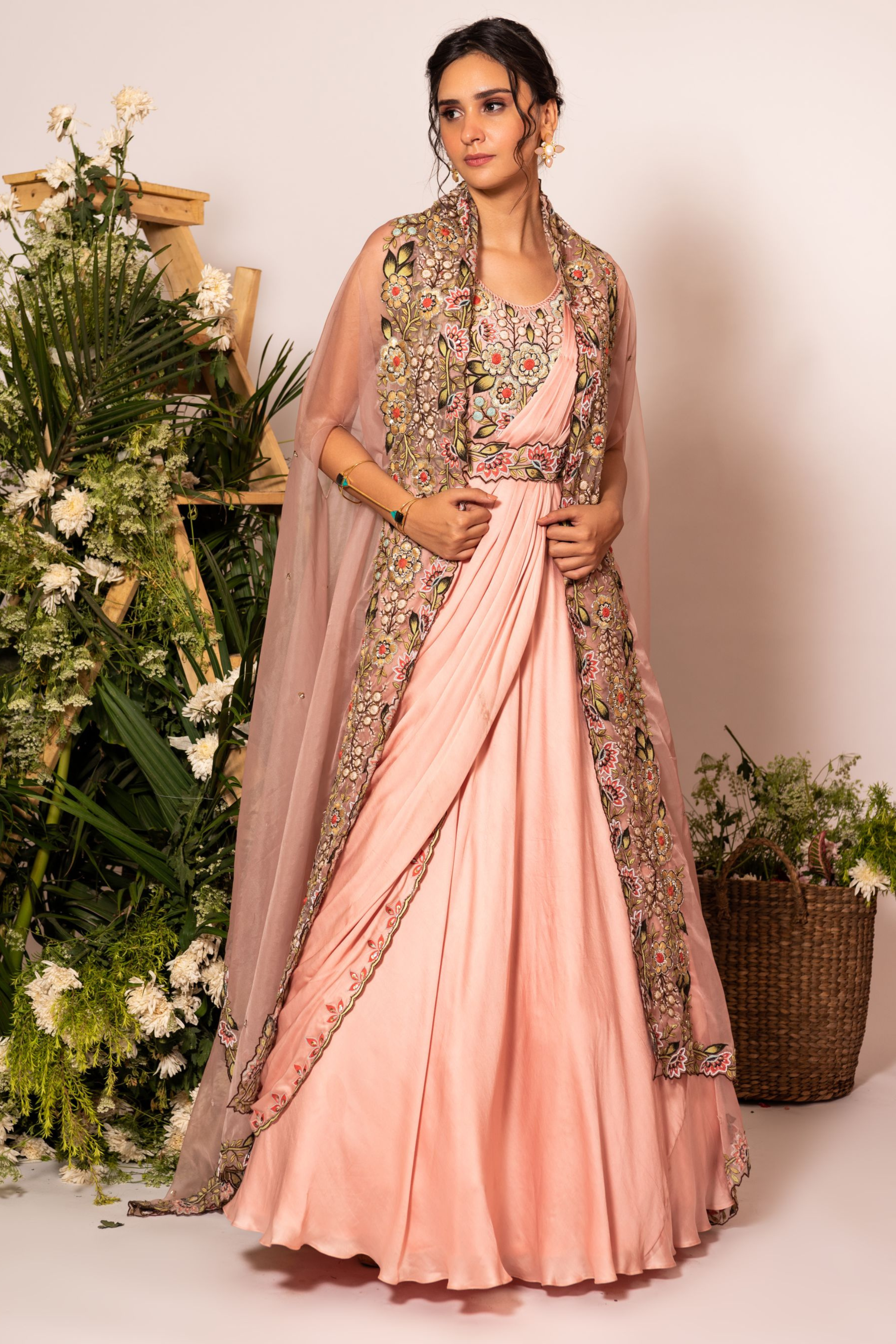 Light pink embroidered gown  