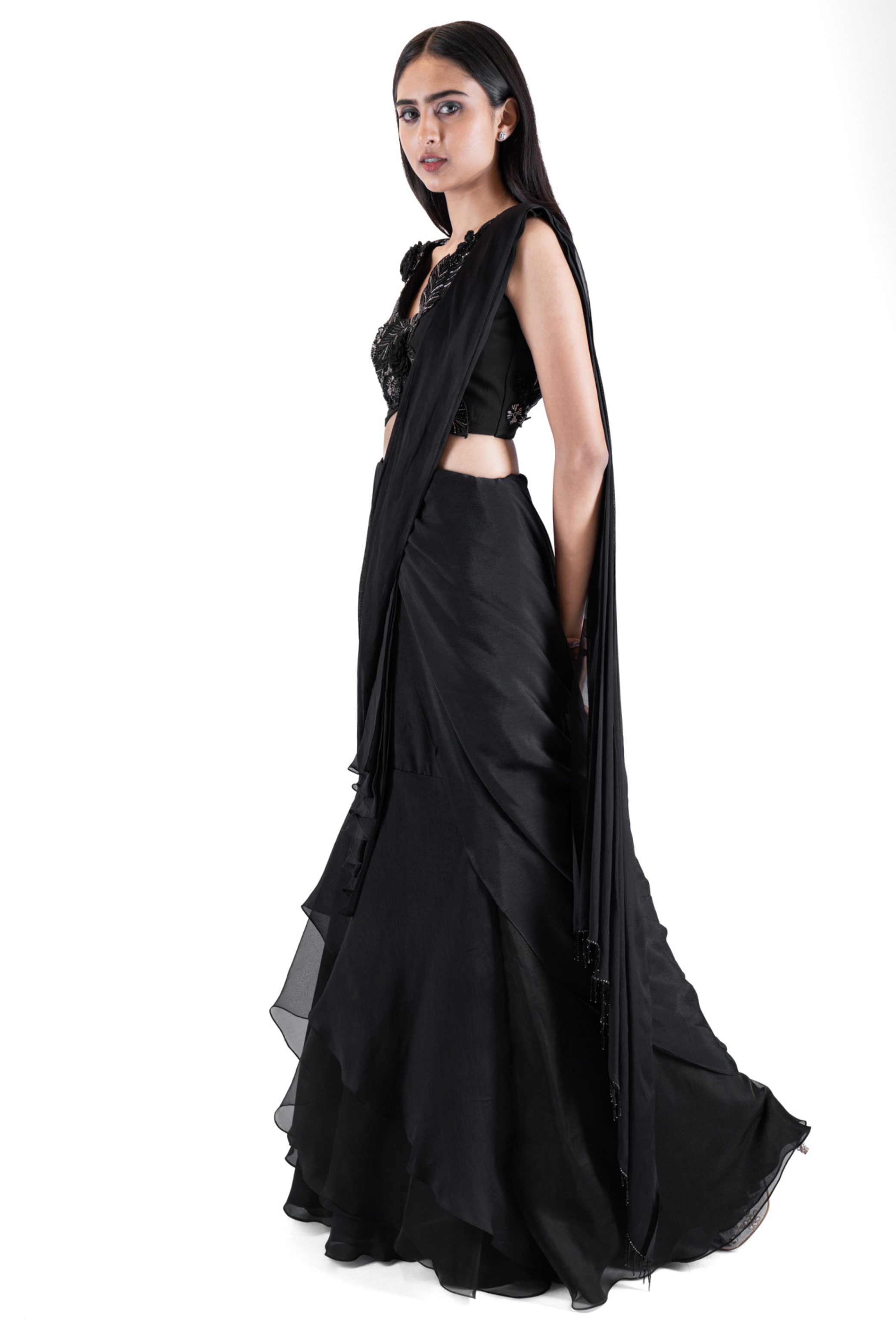 Raven Black Concept Saree Set 