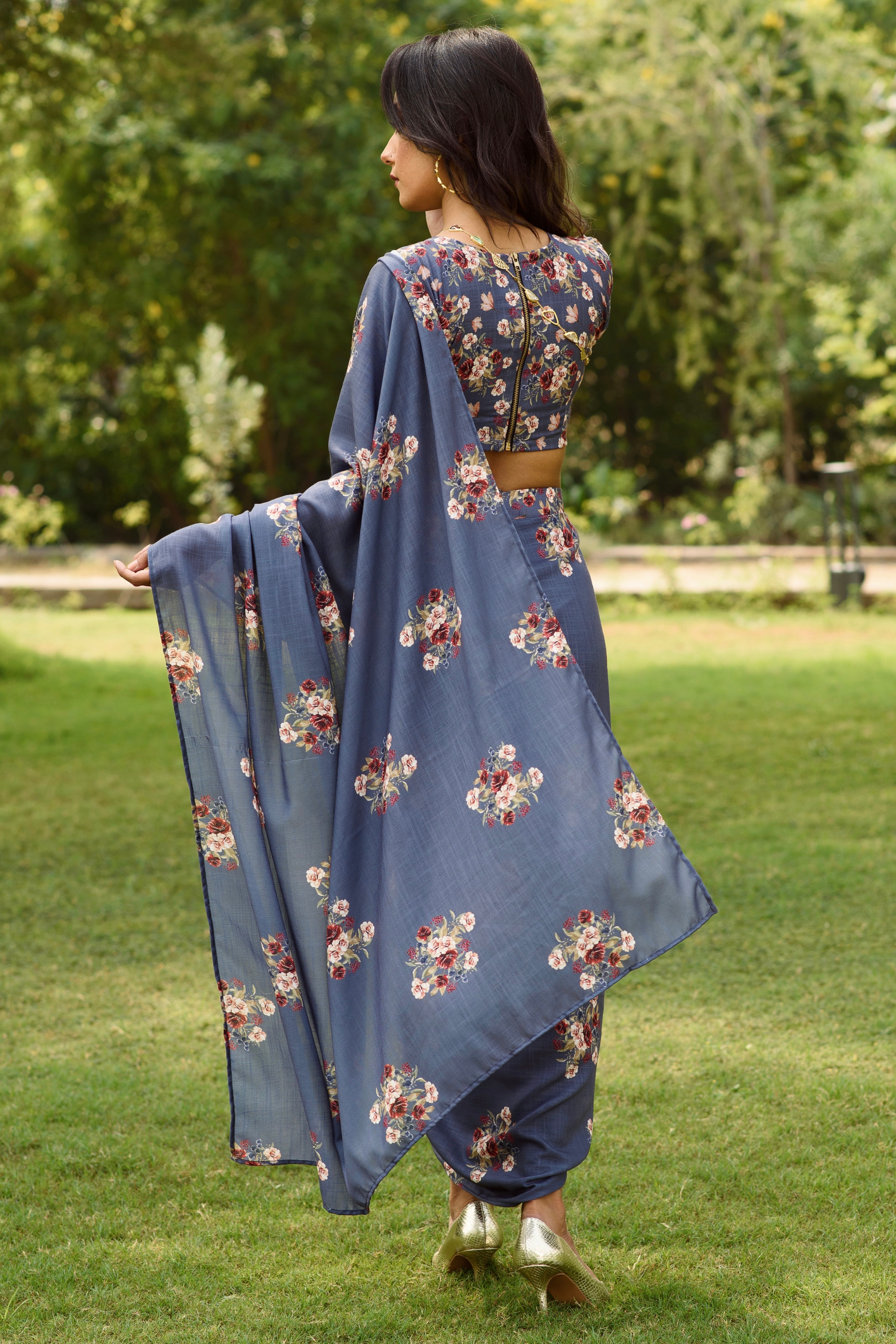 Pre drapped saree