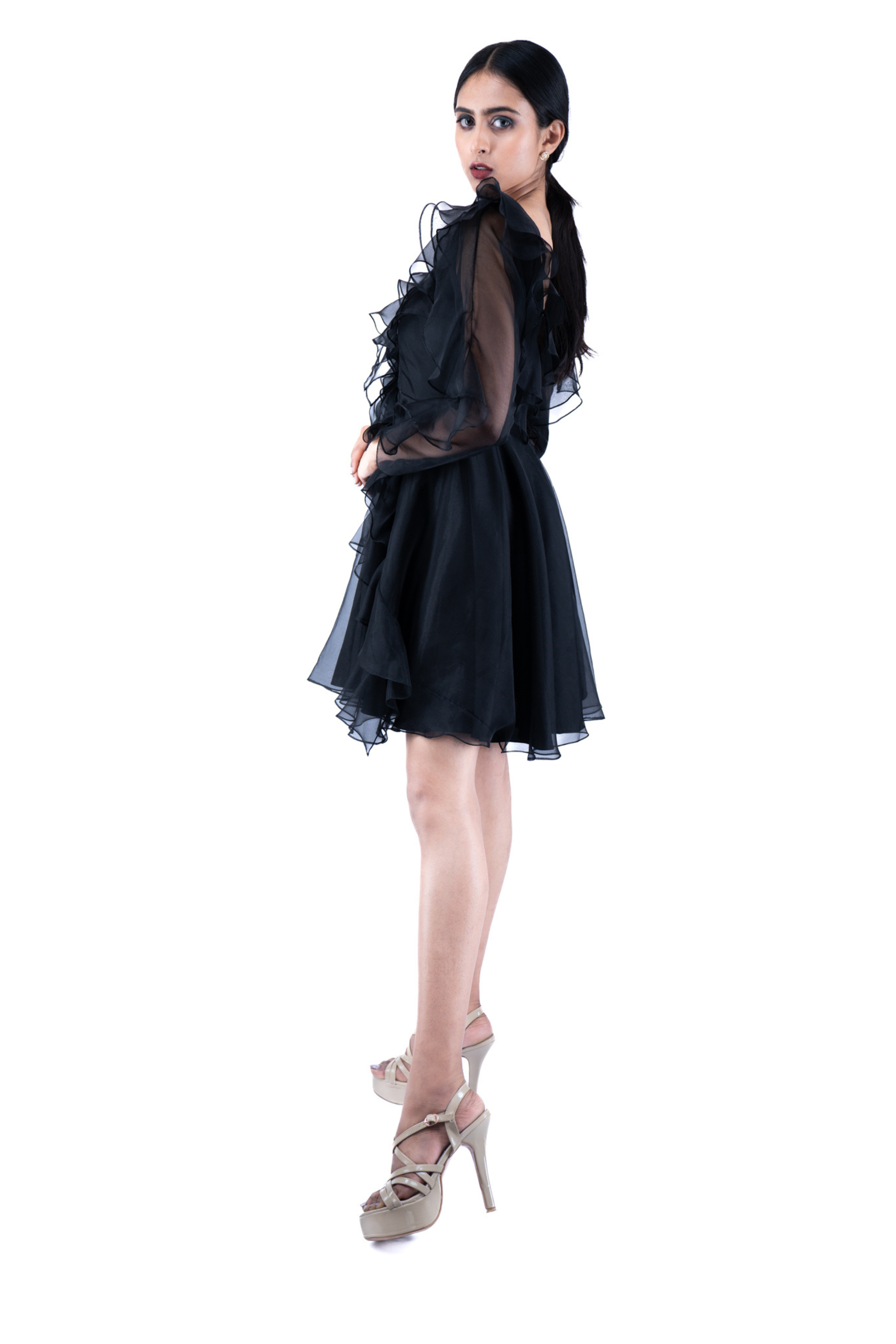 Raven Black Ruffle Dress