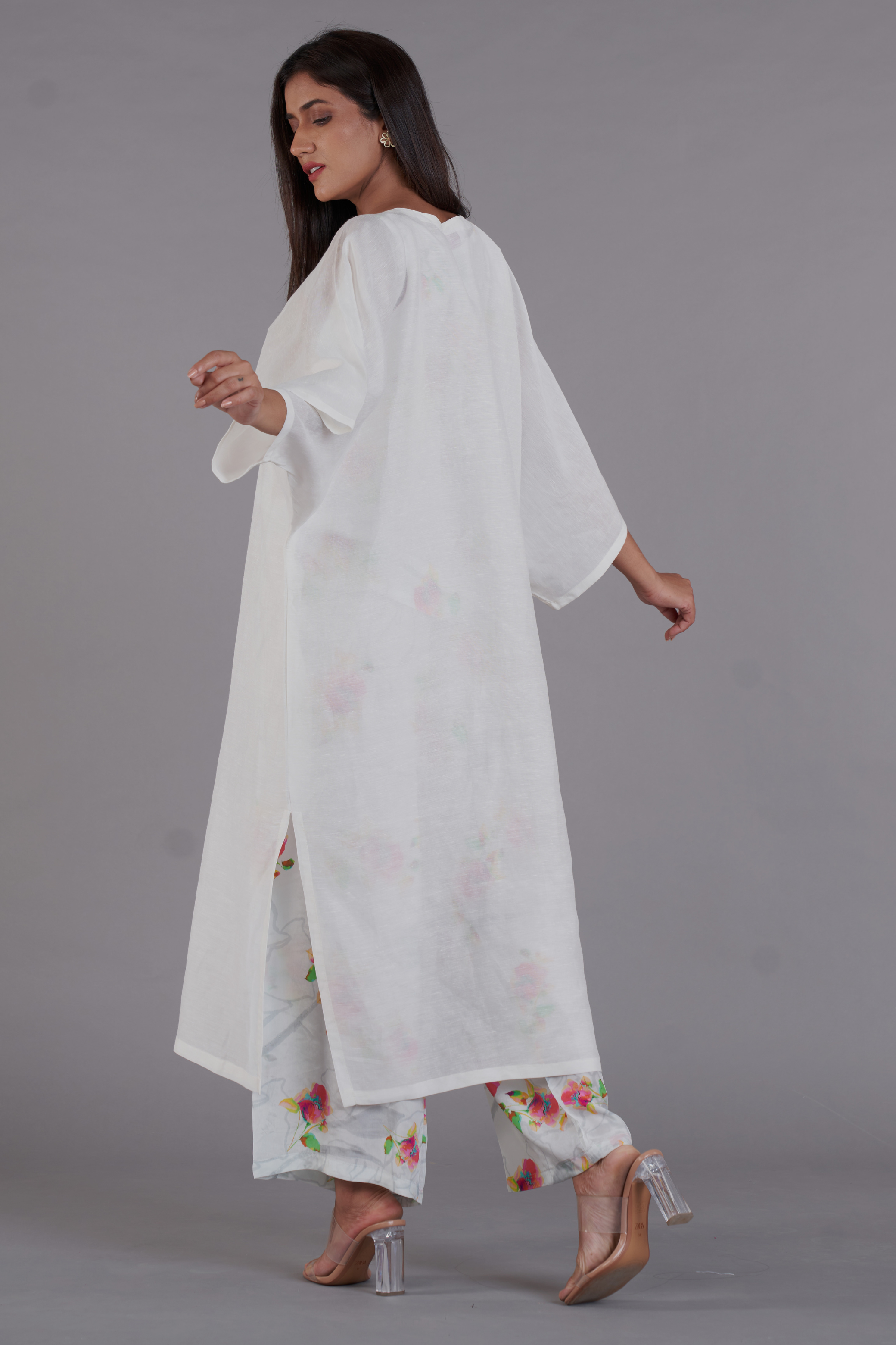 White Kimono Kurta Set