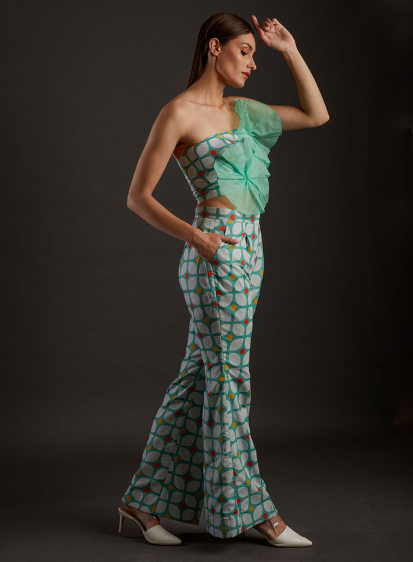 Green Tube Top&Bell Bottoms Co-ord