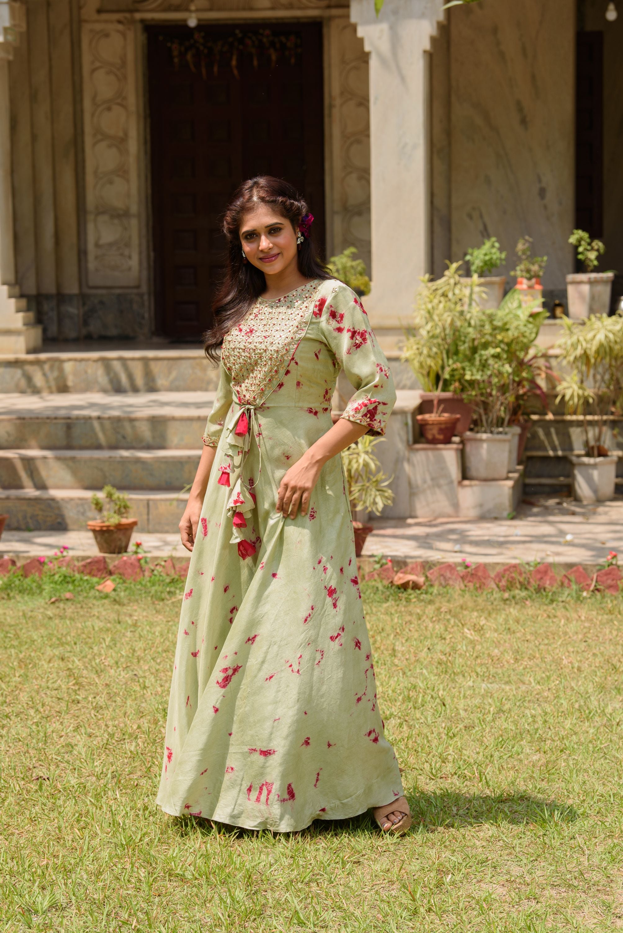 colour dyed gown in green