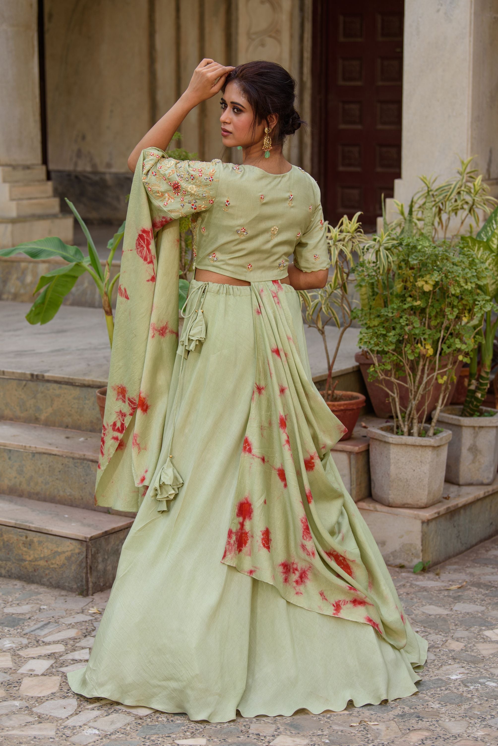 Green colour gown