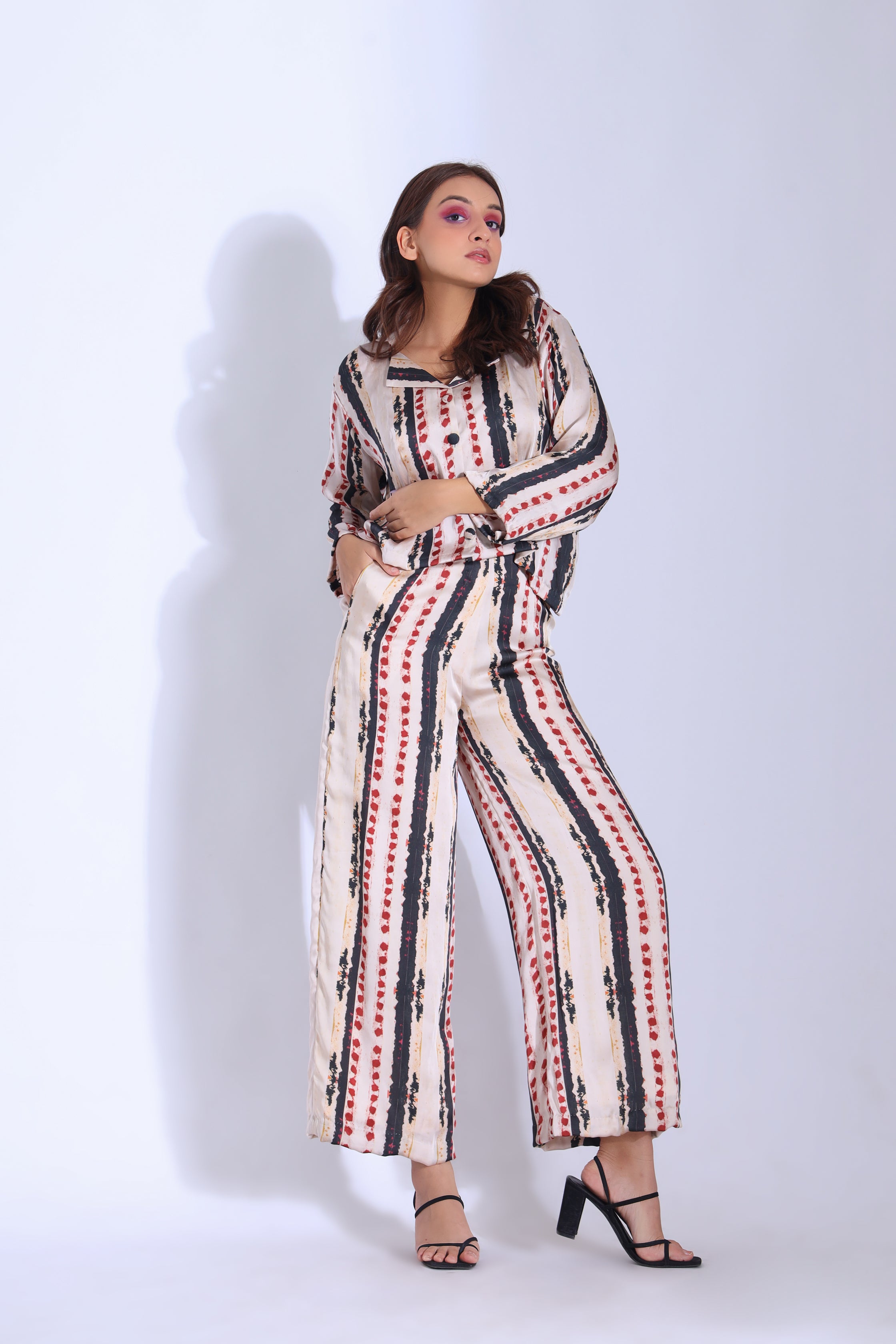 TWO-PIECE DIGITALLY PRINTED LAPELLED SHIRT