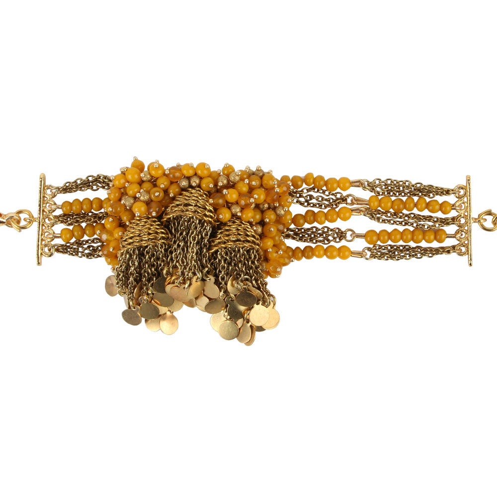 Statement jewelry designed mustard antique chain falling chocker full set