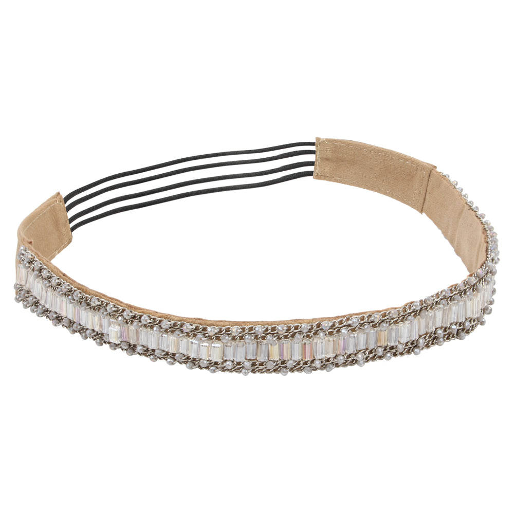 Beige crystal worked hair accessory