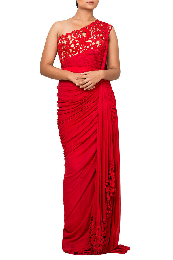 One shoulder saree gown 