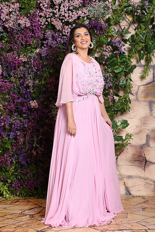 Buy lavendar embroidered gown online