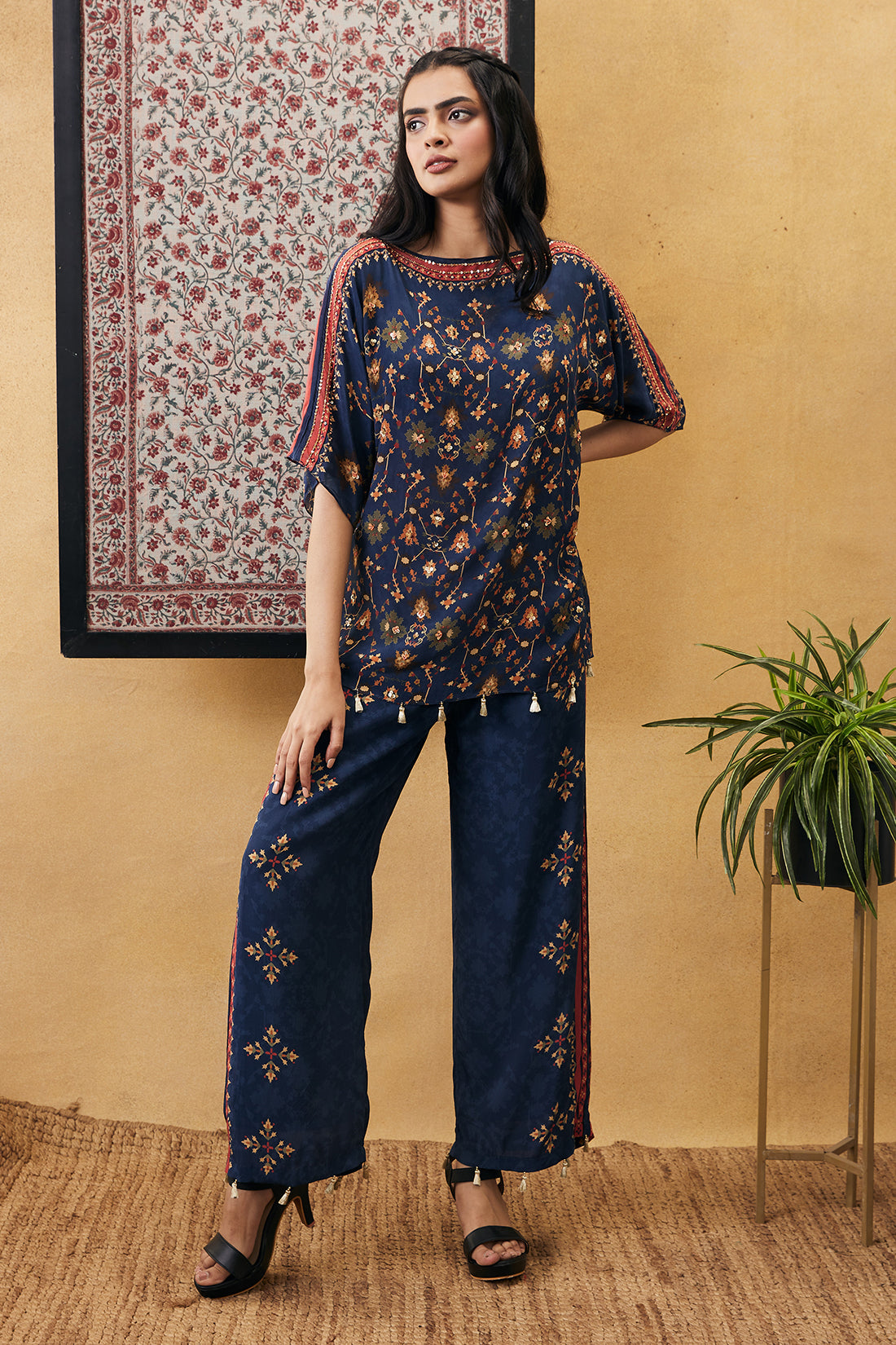 Midnight Blue Embroidered Co-ord Set