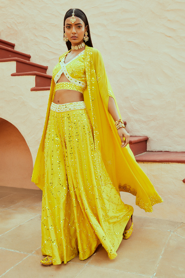 Yellow Sharara Set With Embroidery