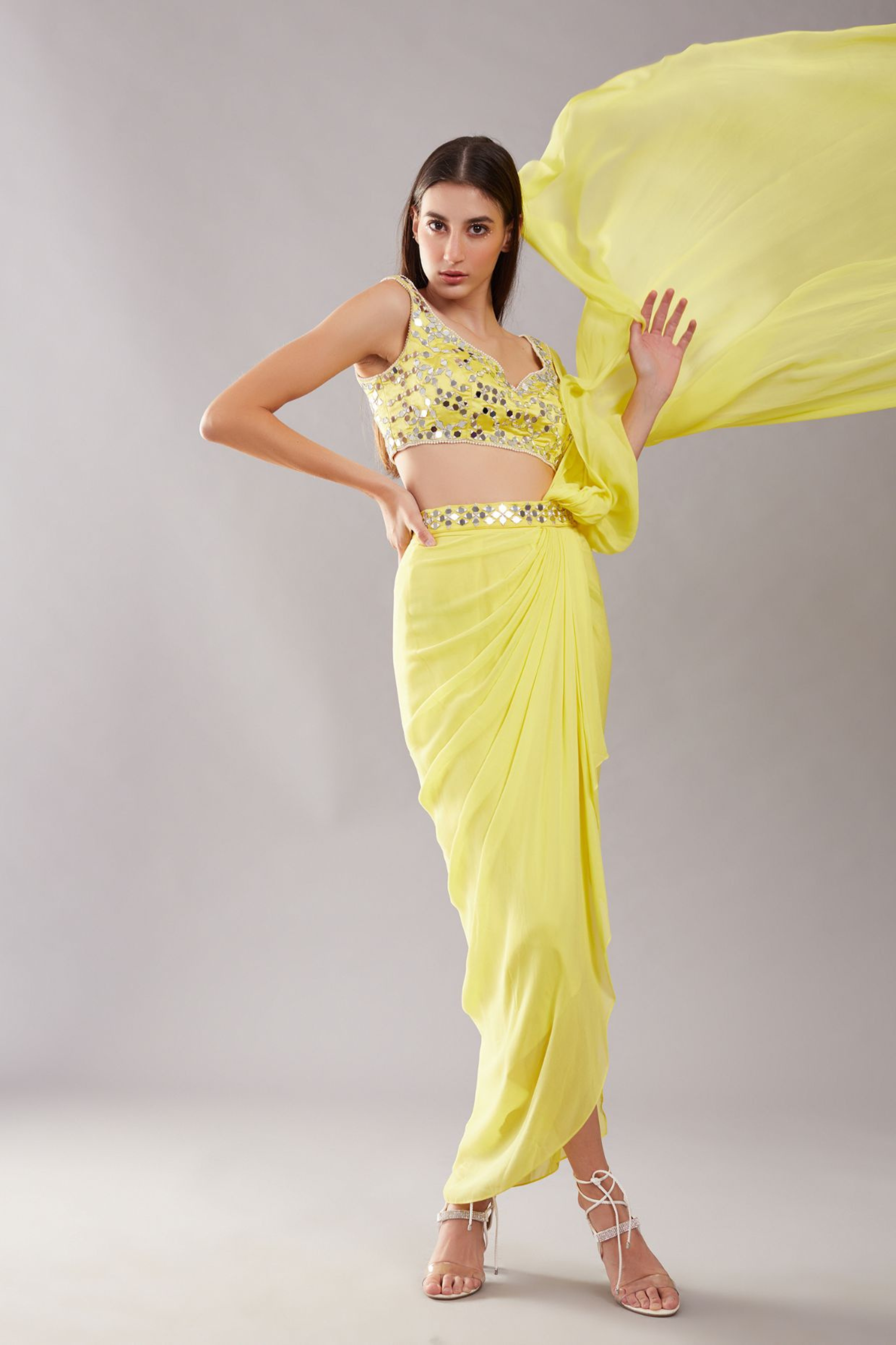 Yellow Draped Saree