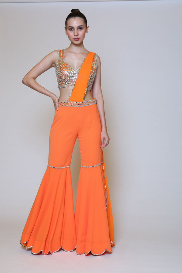 Orange sequins Gharara Set