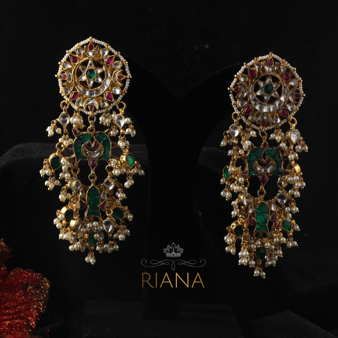 22K gold plated the kundan and semi-precious red and green stone