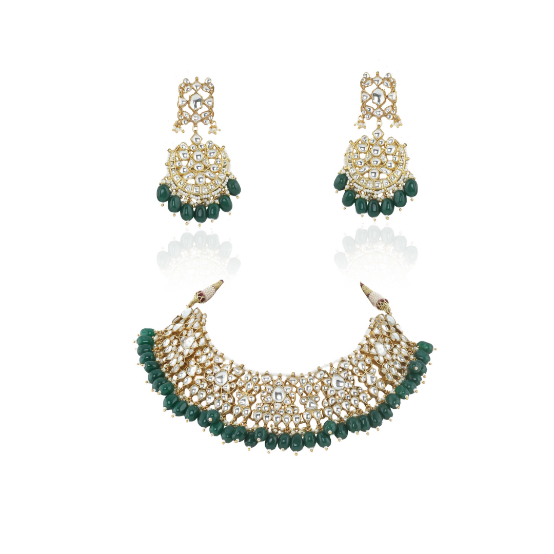 22K gold plated Kundan stones and pearls 