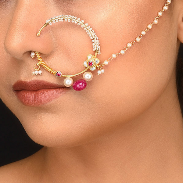 Strung with delicate Pearls and Ruby