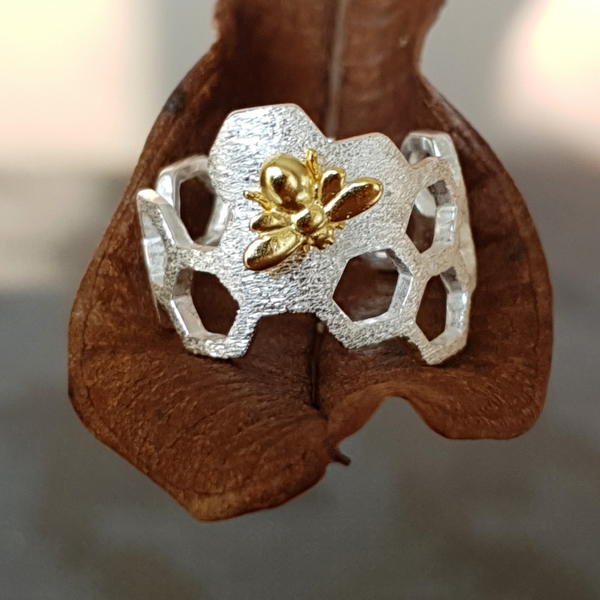 Silver Honeycomb Ring