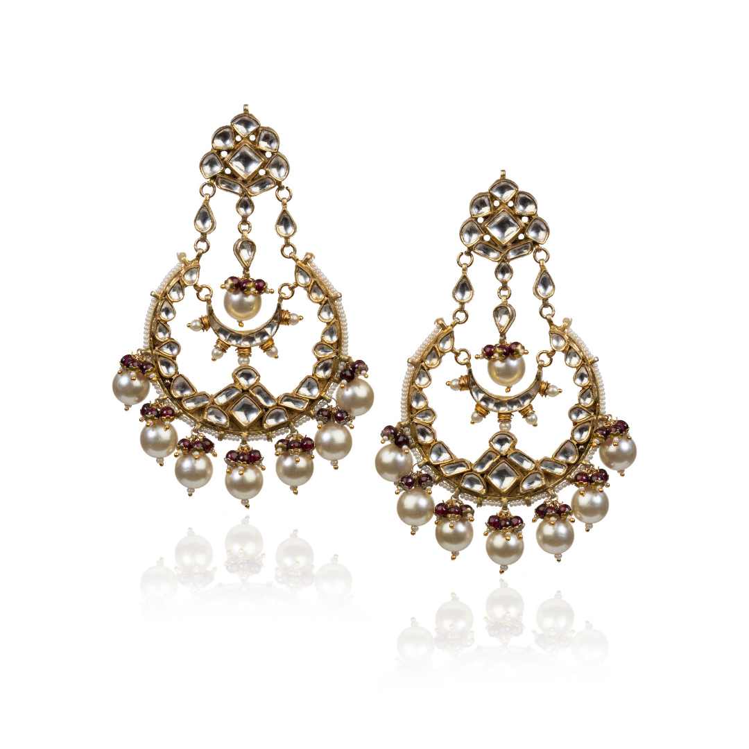 22K gold plated Kundans, precious stones and pearls