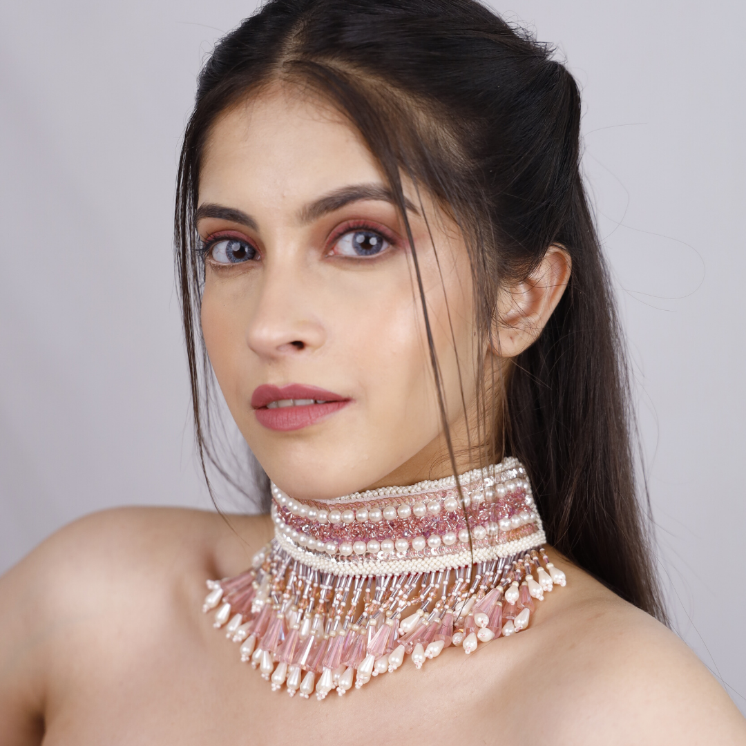 Vintage Pink and White Choker
