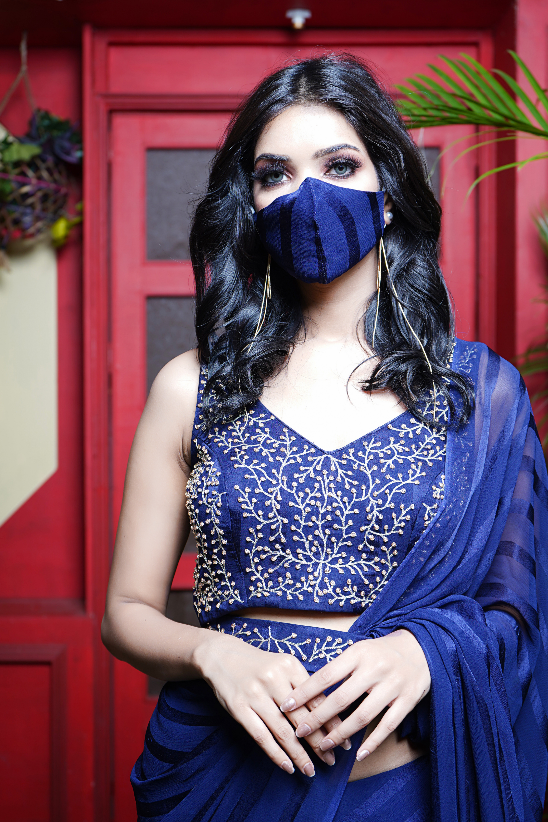 Bridesmaid blue saree