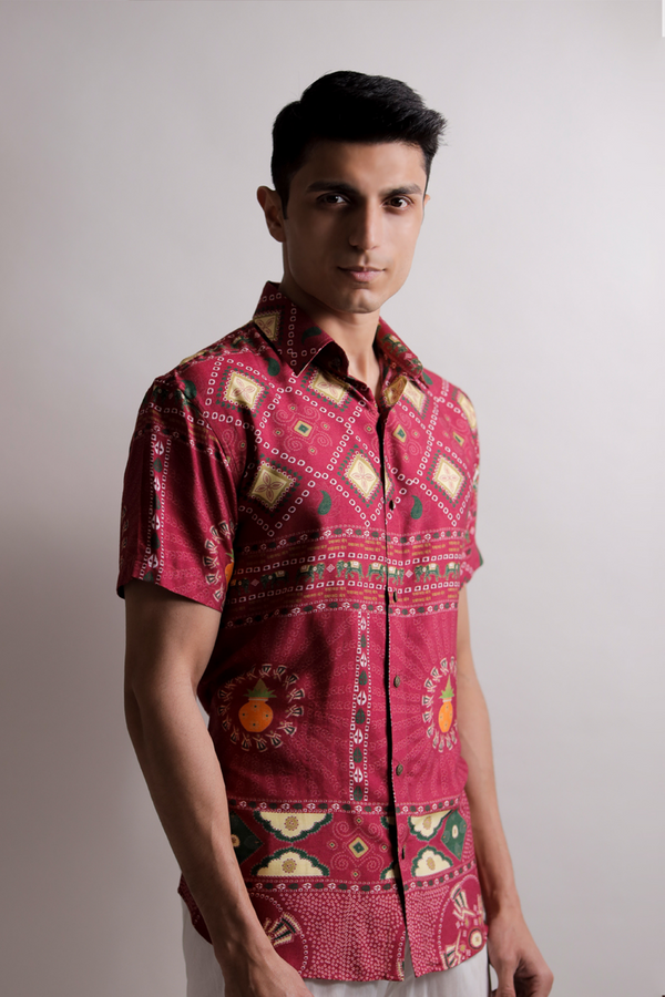 Bandhani Print Men's Shirt