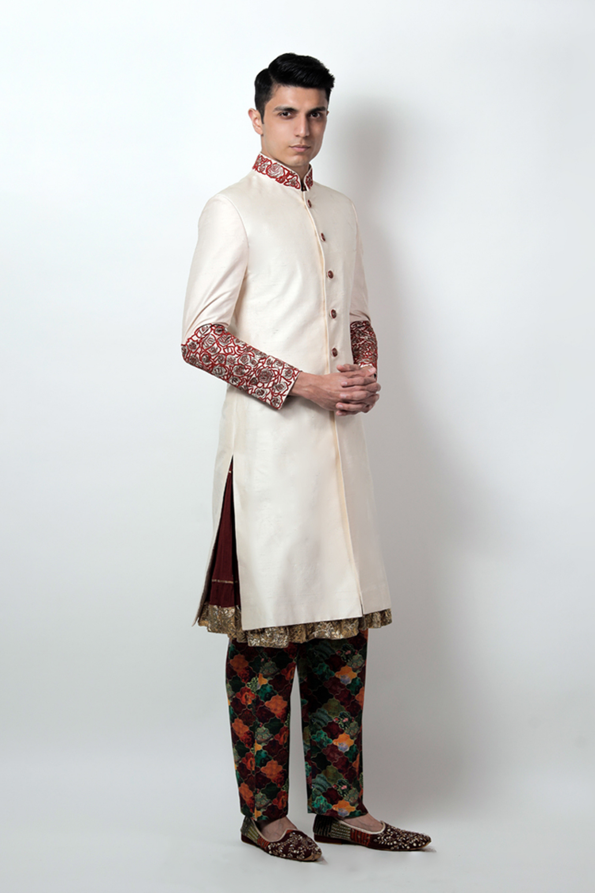 Ivory Embroidered Men's Sherwani Jacket