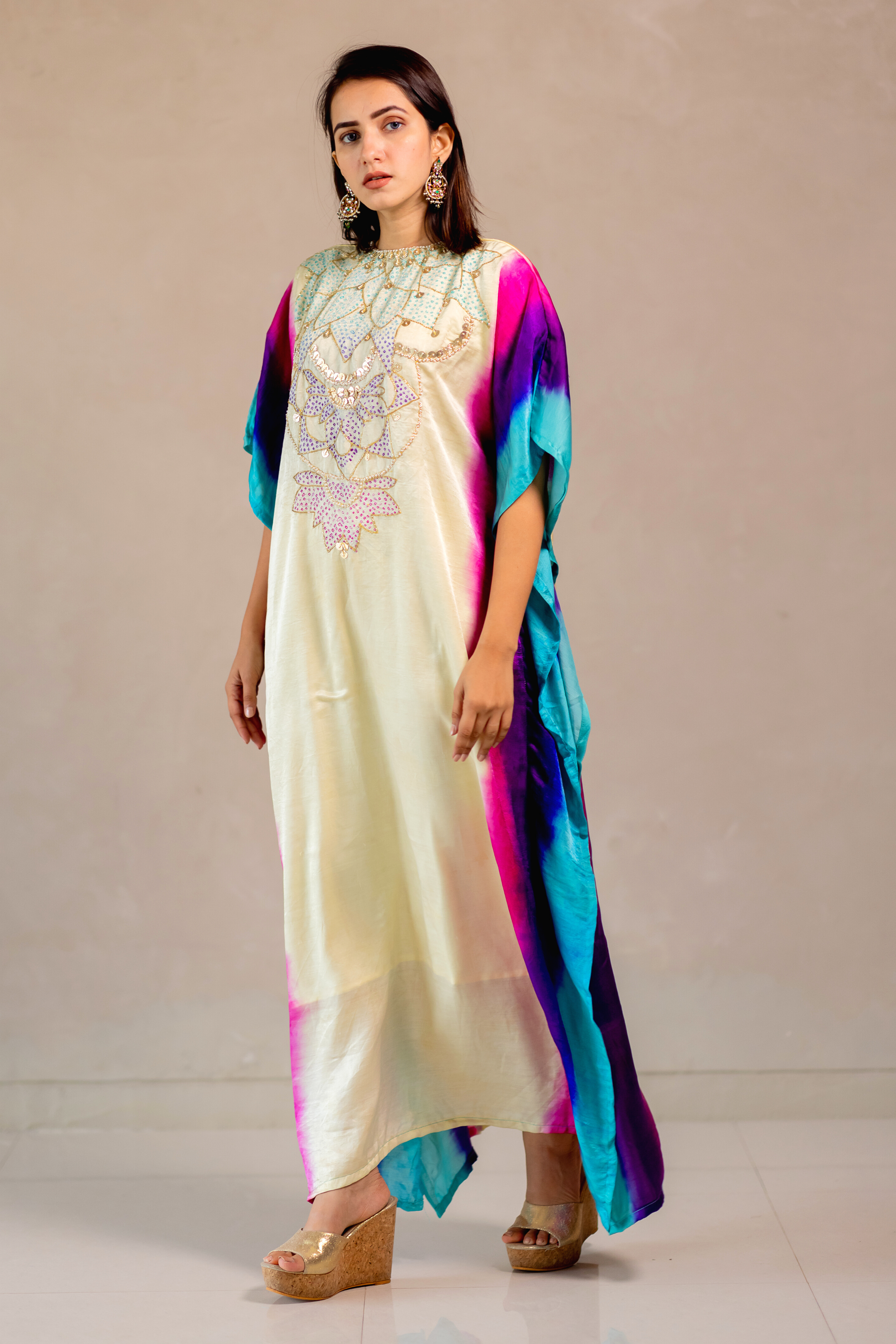Tie and Dye EmbroideredKaftan 