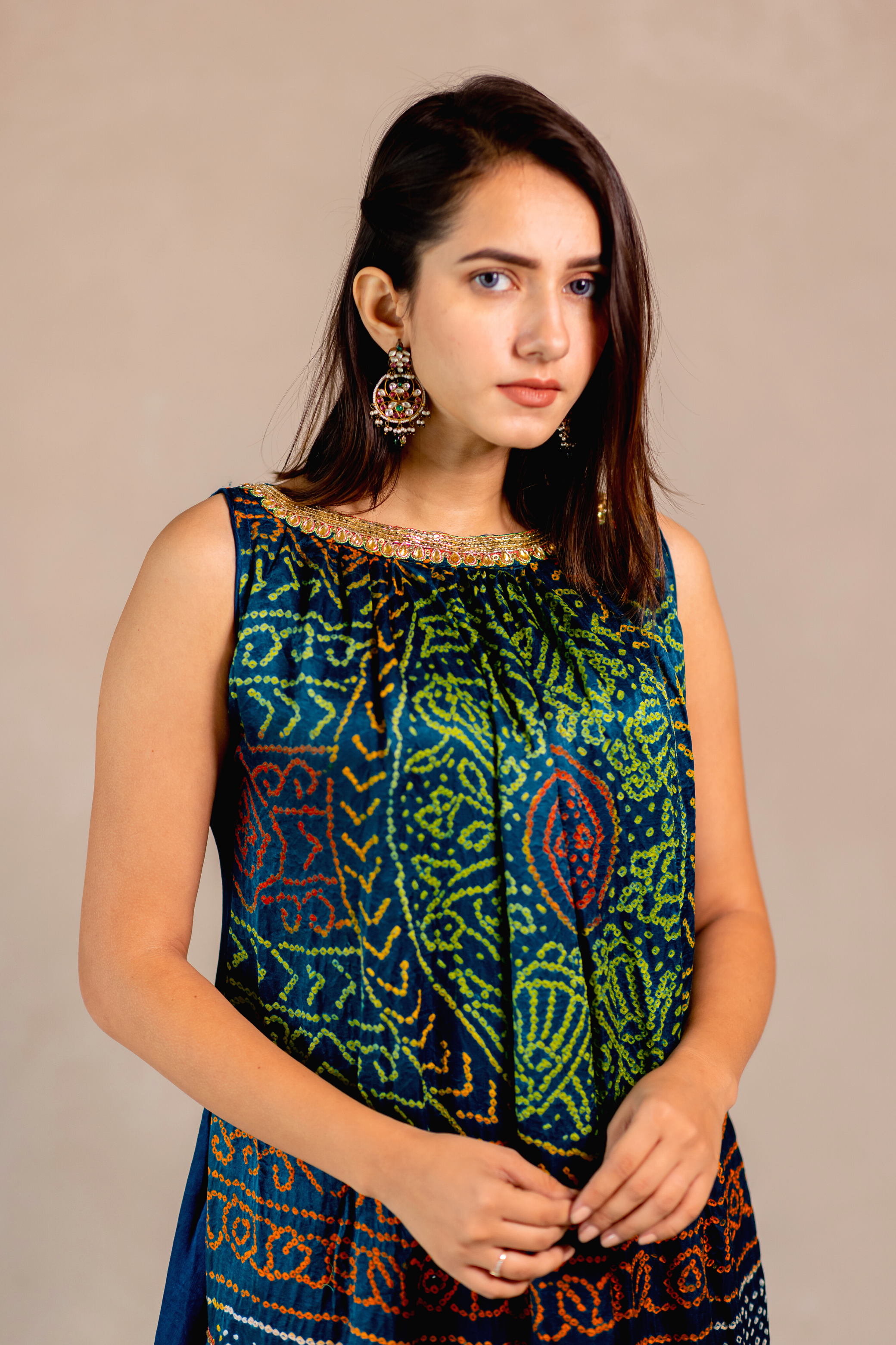Green Embroidered Tunic Set