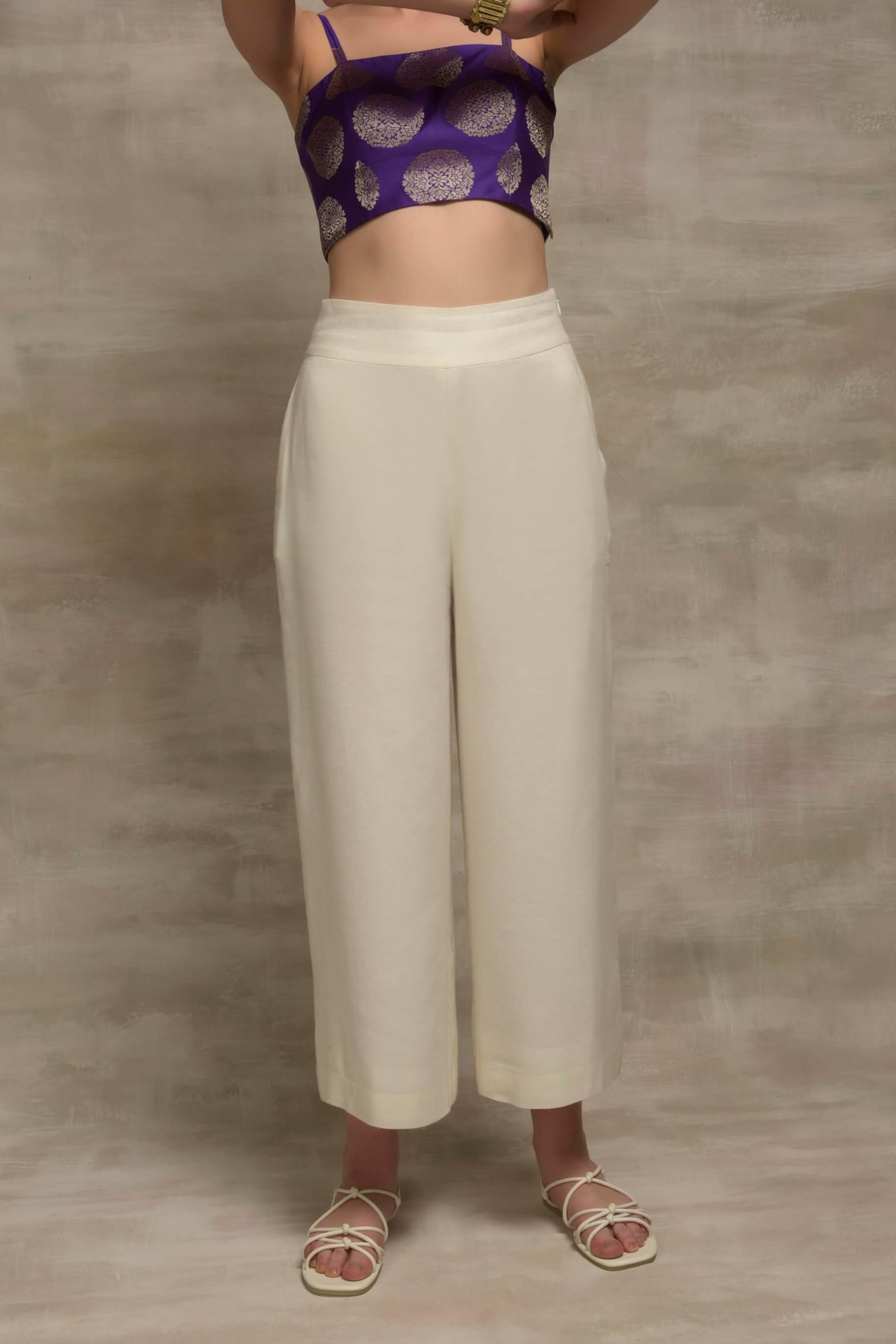 Crepe White Trousers 
