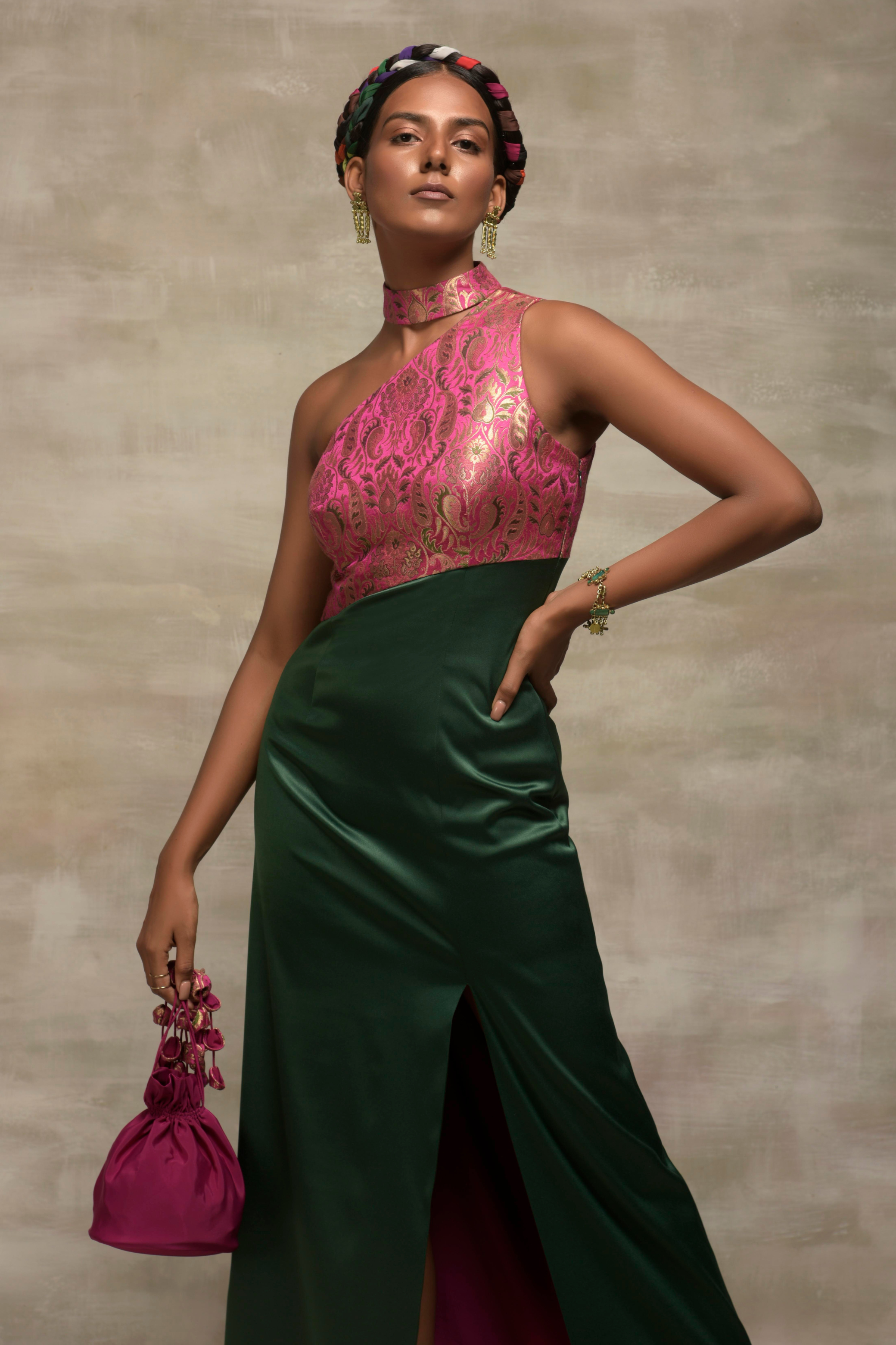 Magenta and Emerald Gown