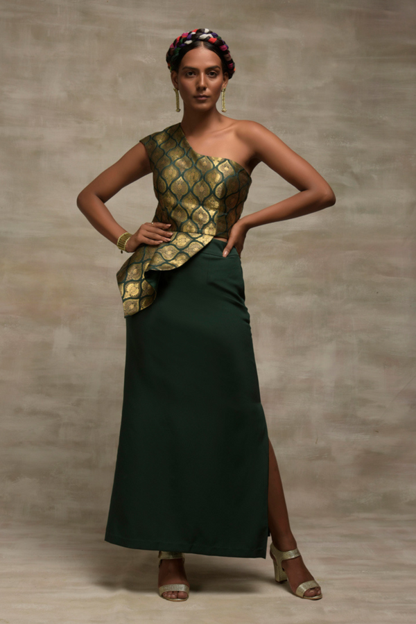 Green Crop Top Skirt set - Emerald Princess