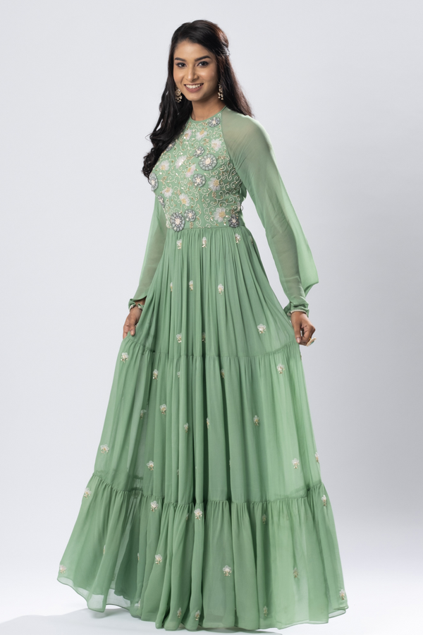 Green Draped Gown by Arakne