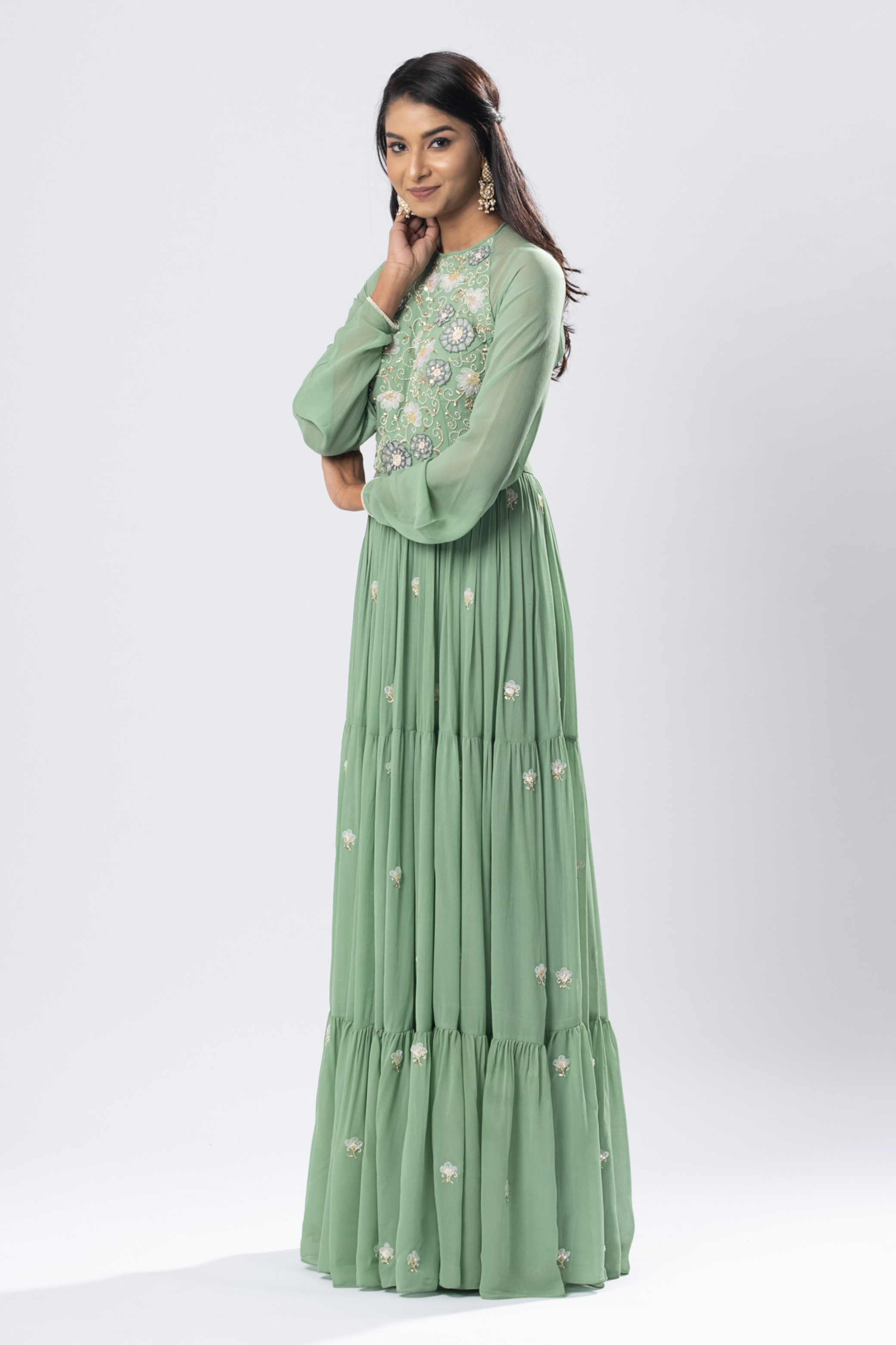 Green Draped Gown 