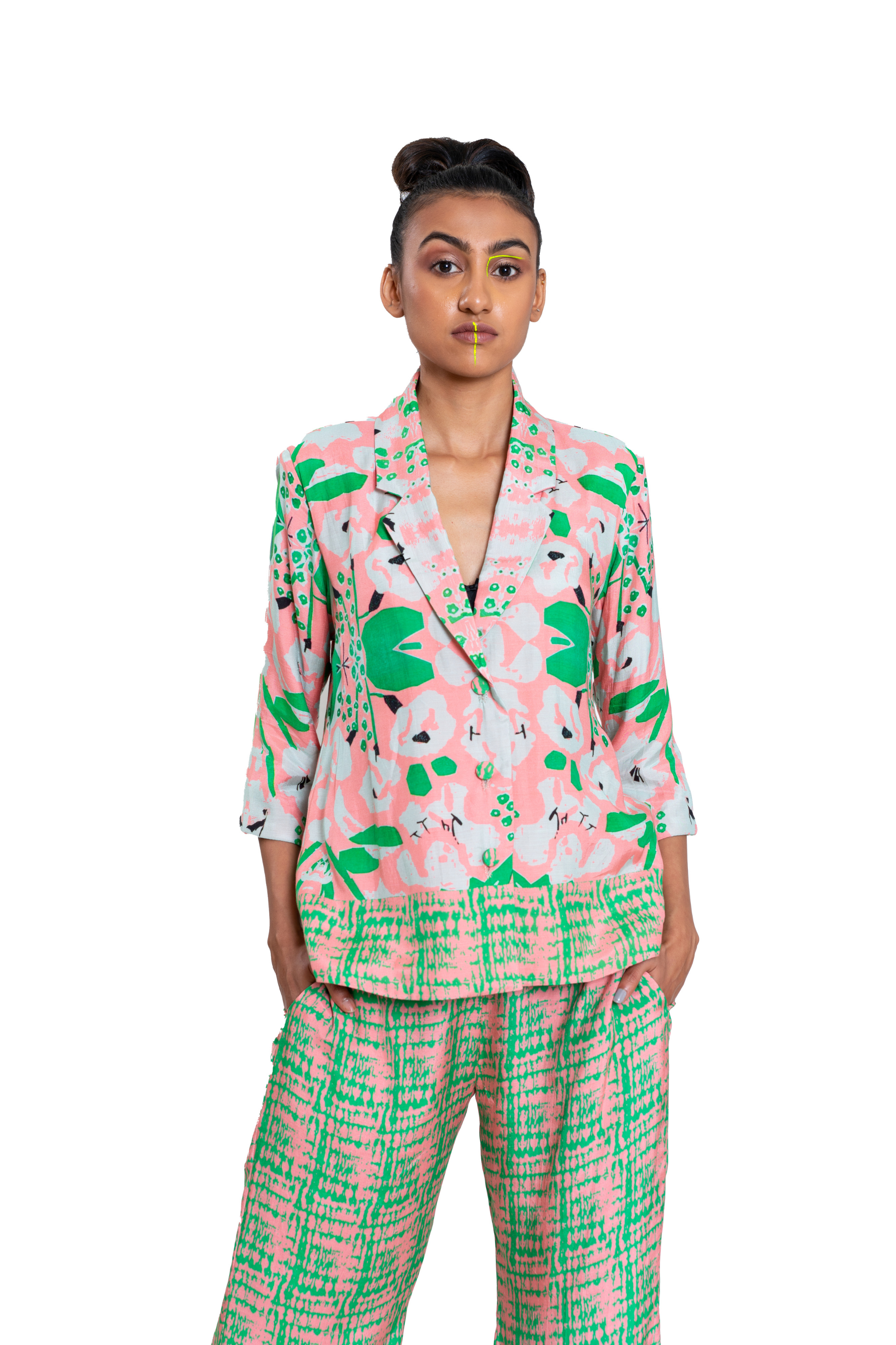 Floral shibori pant suit