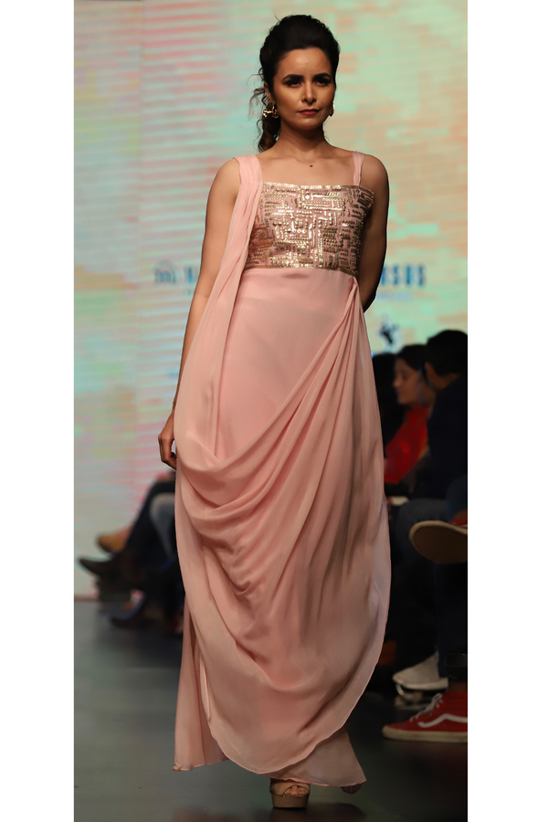 Pastel Pink Crepe Gown