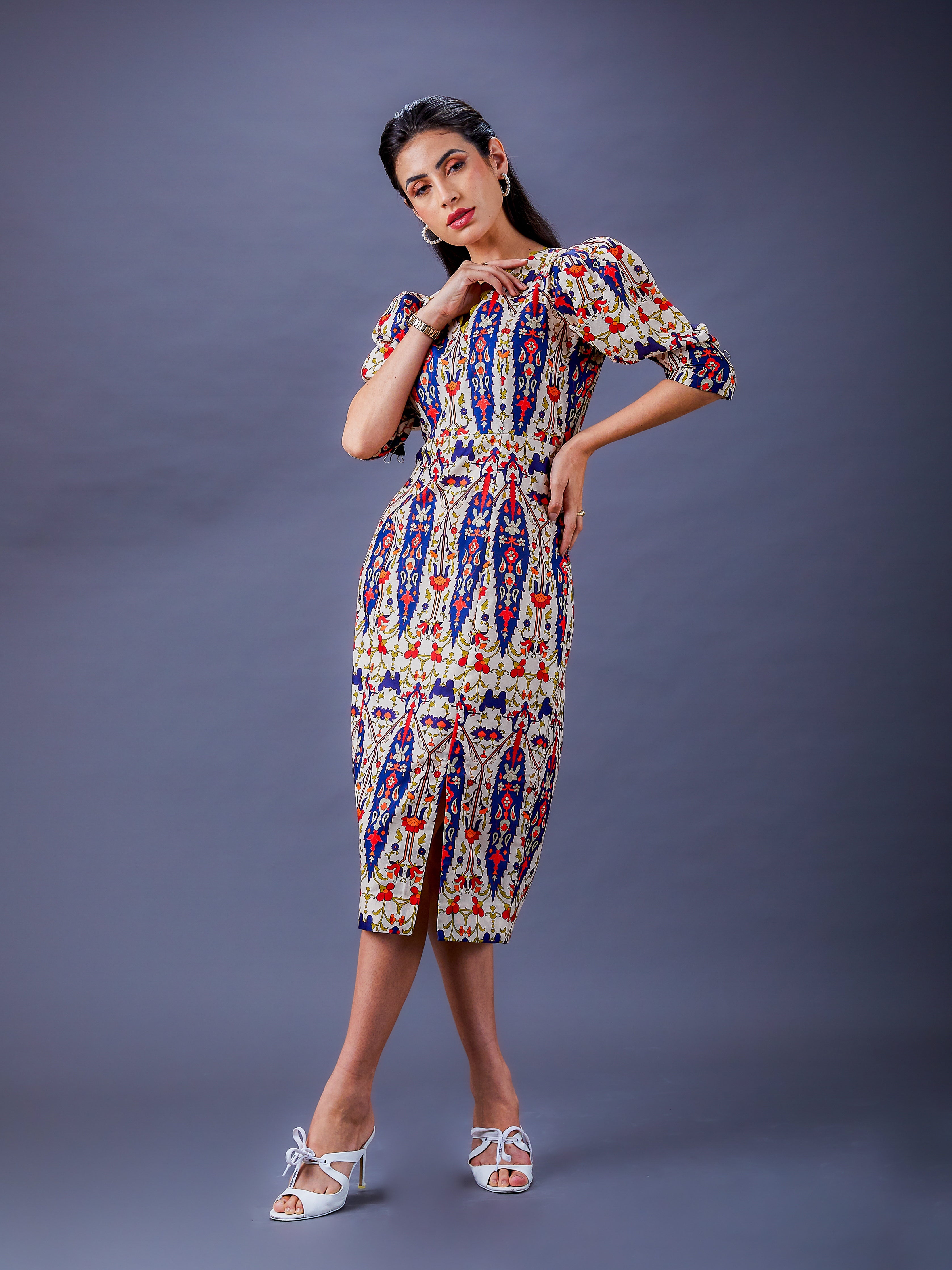 Multi Colored Mid Length Dress