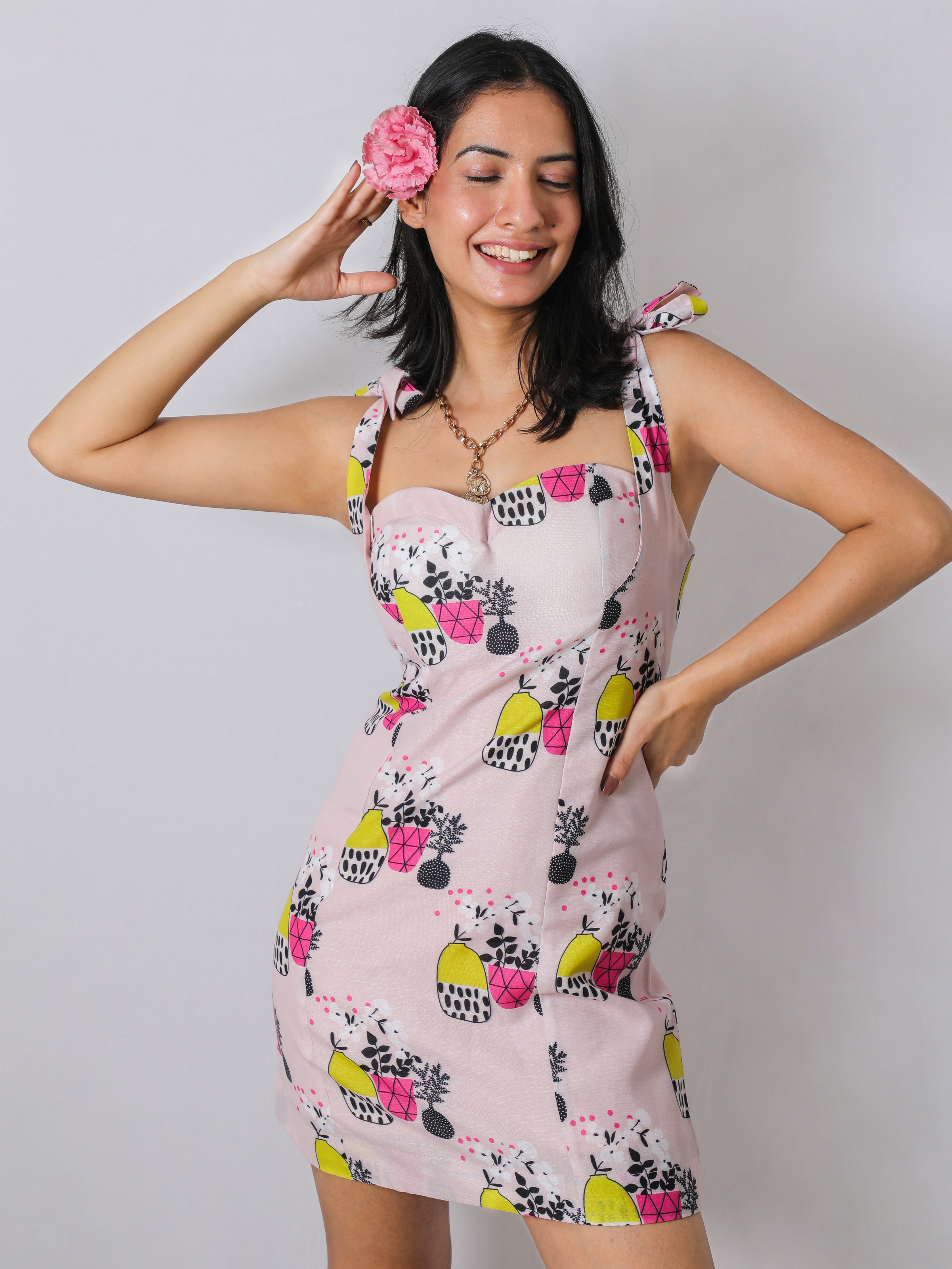 Tropical Vase Knotted Dress