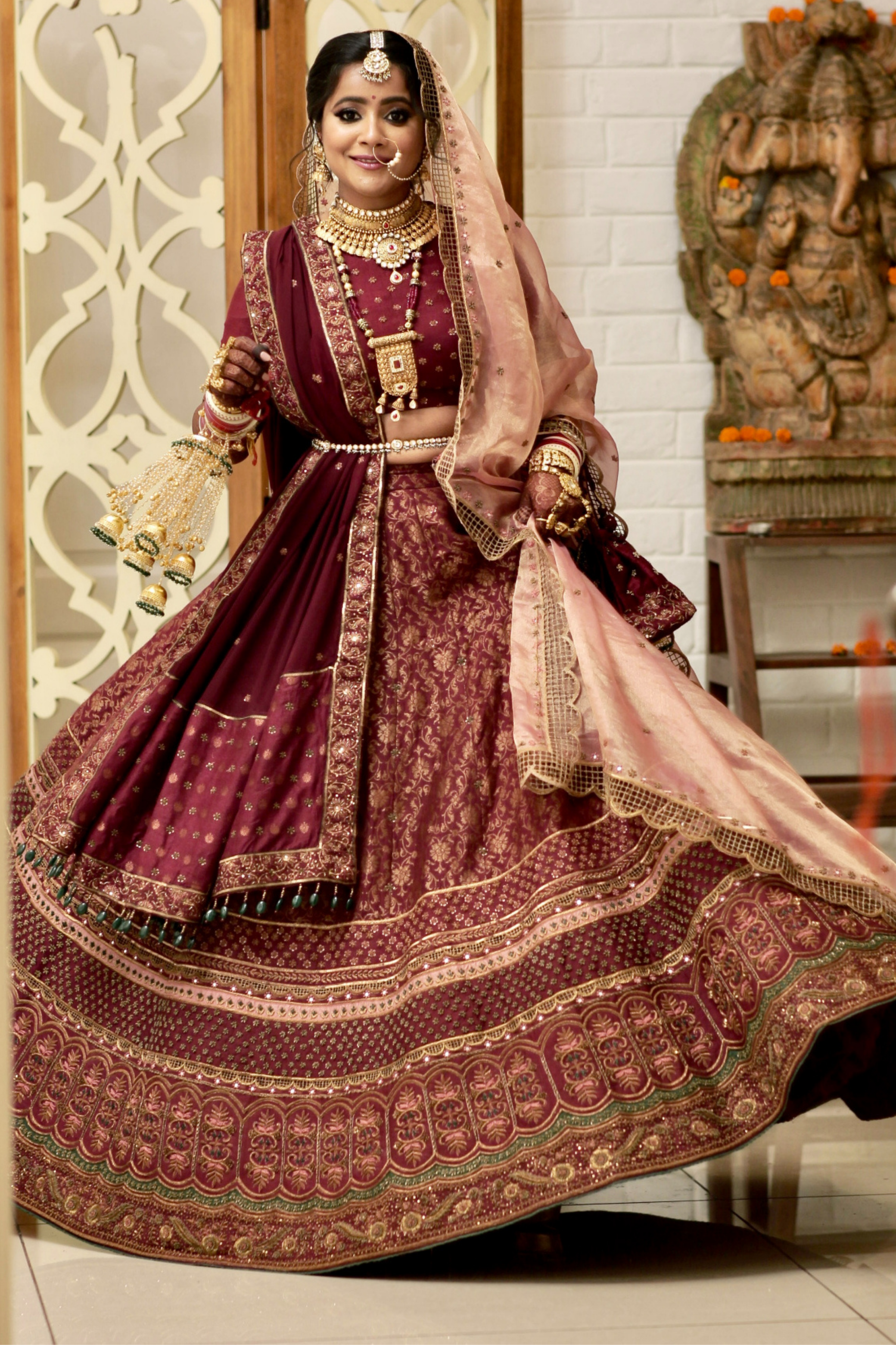 Maroon Dupion Silk Bridal Lehenga With Net Dupatta at Best Price in Mumbai  | Naksh Creation