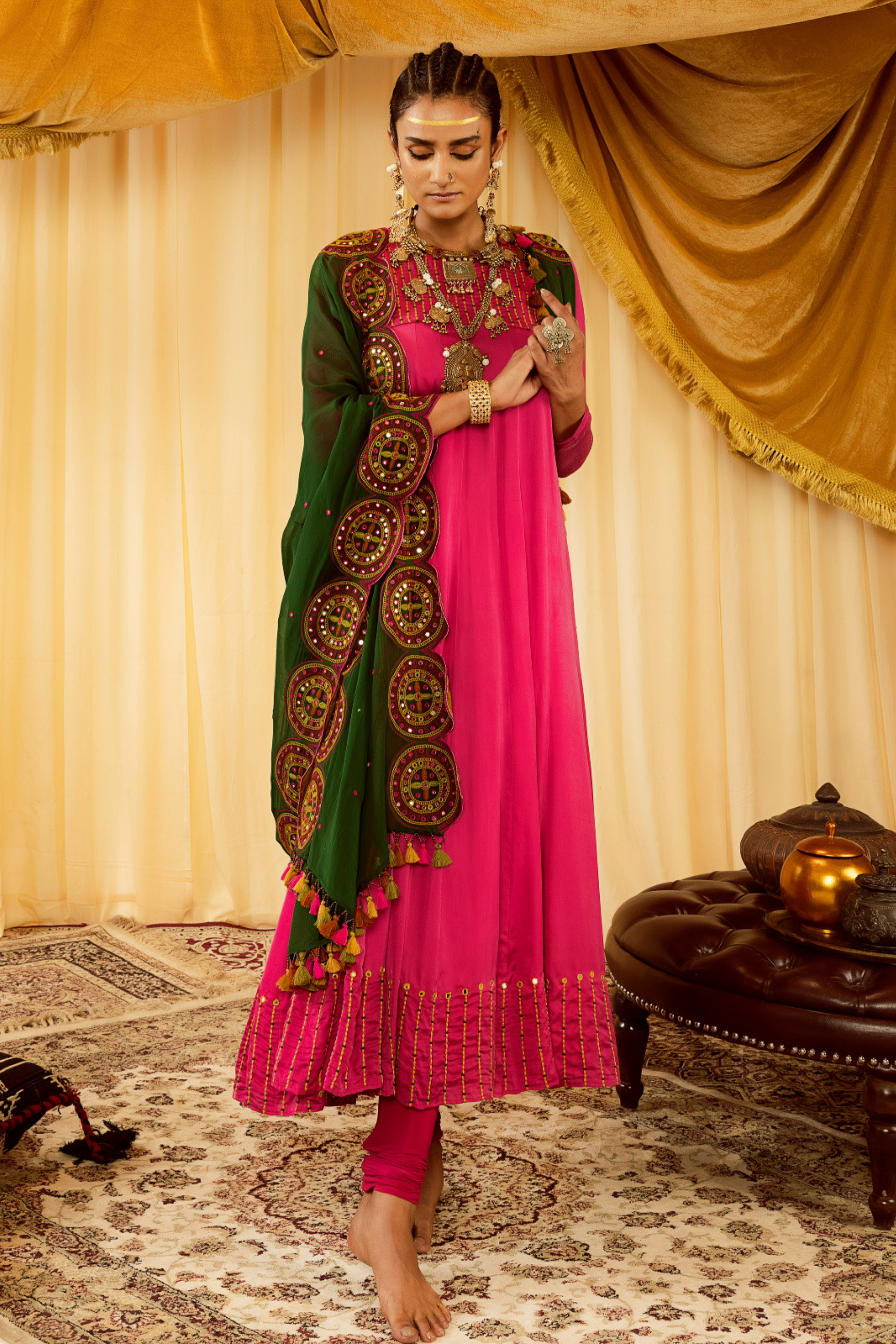 Pink Anarkali Kurti with Embroidery