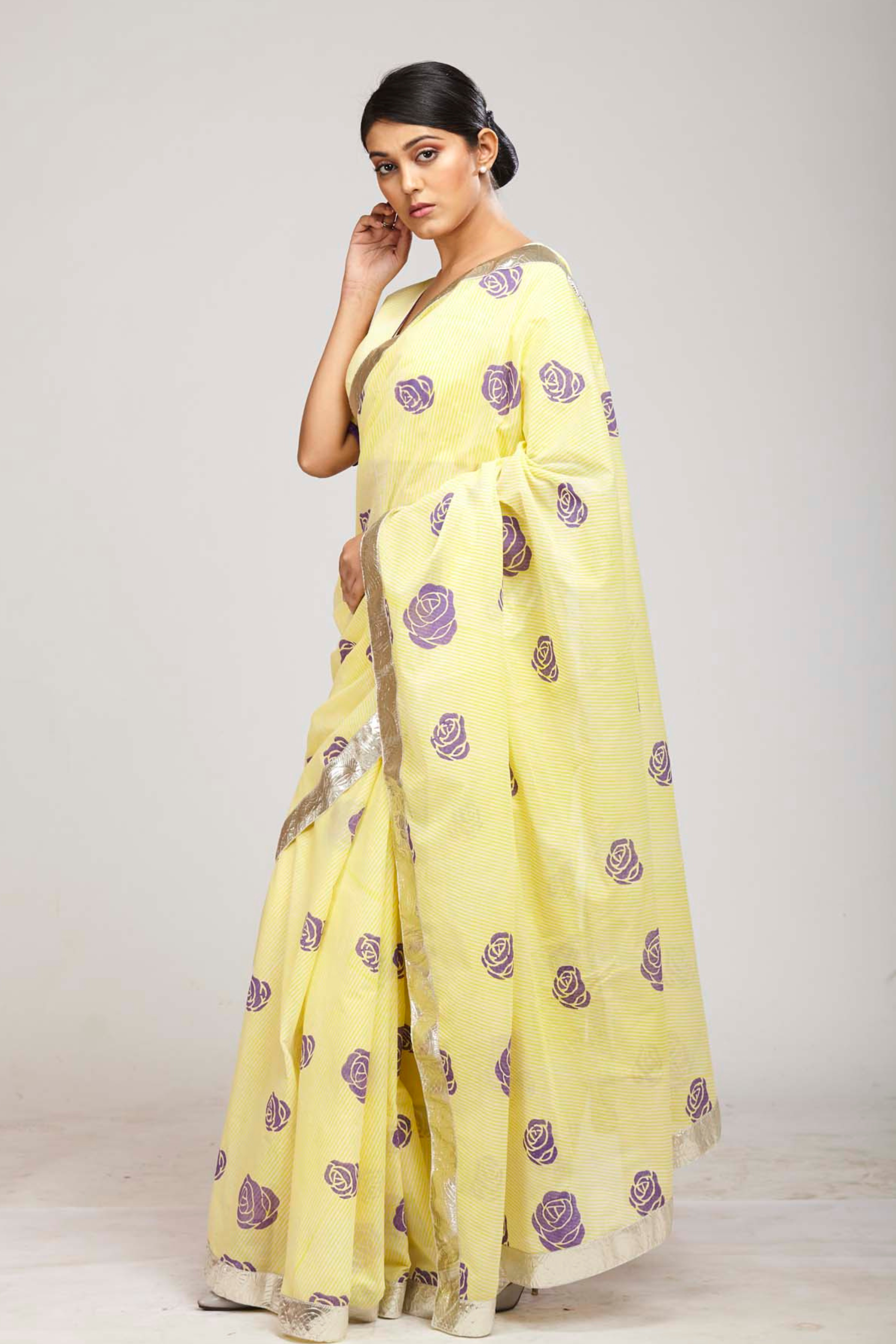 Light yellow saree 