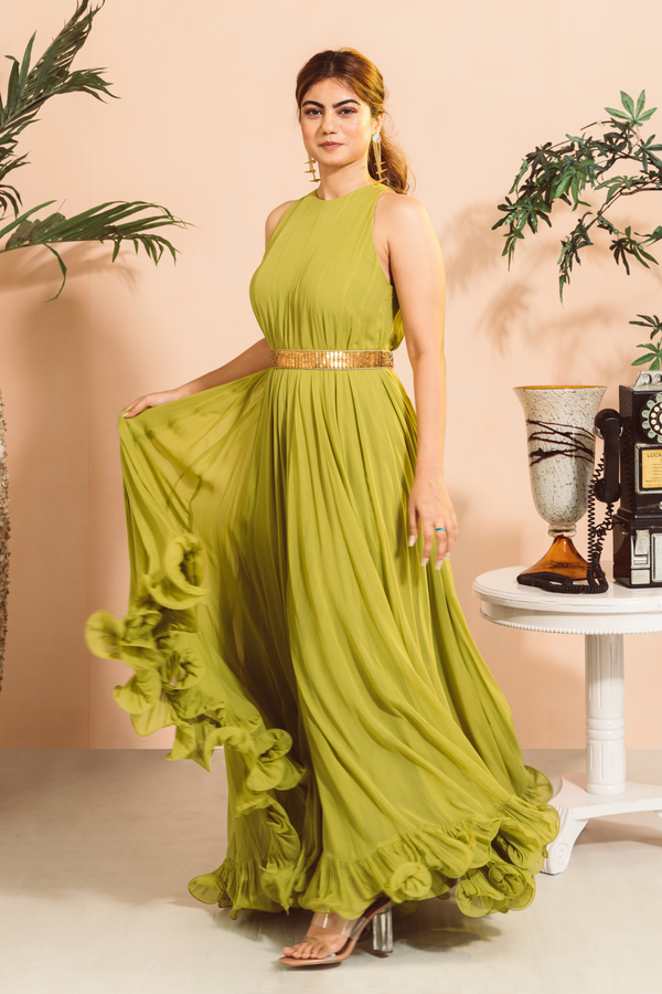 Green Jumpsuit with Belt