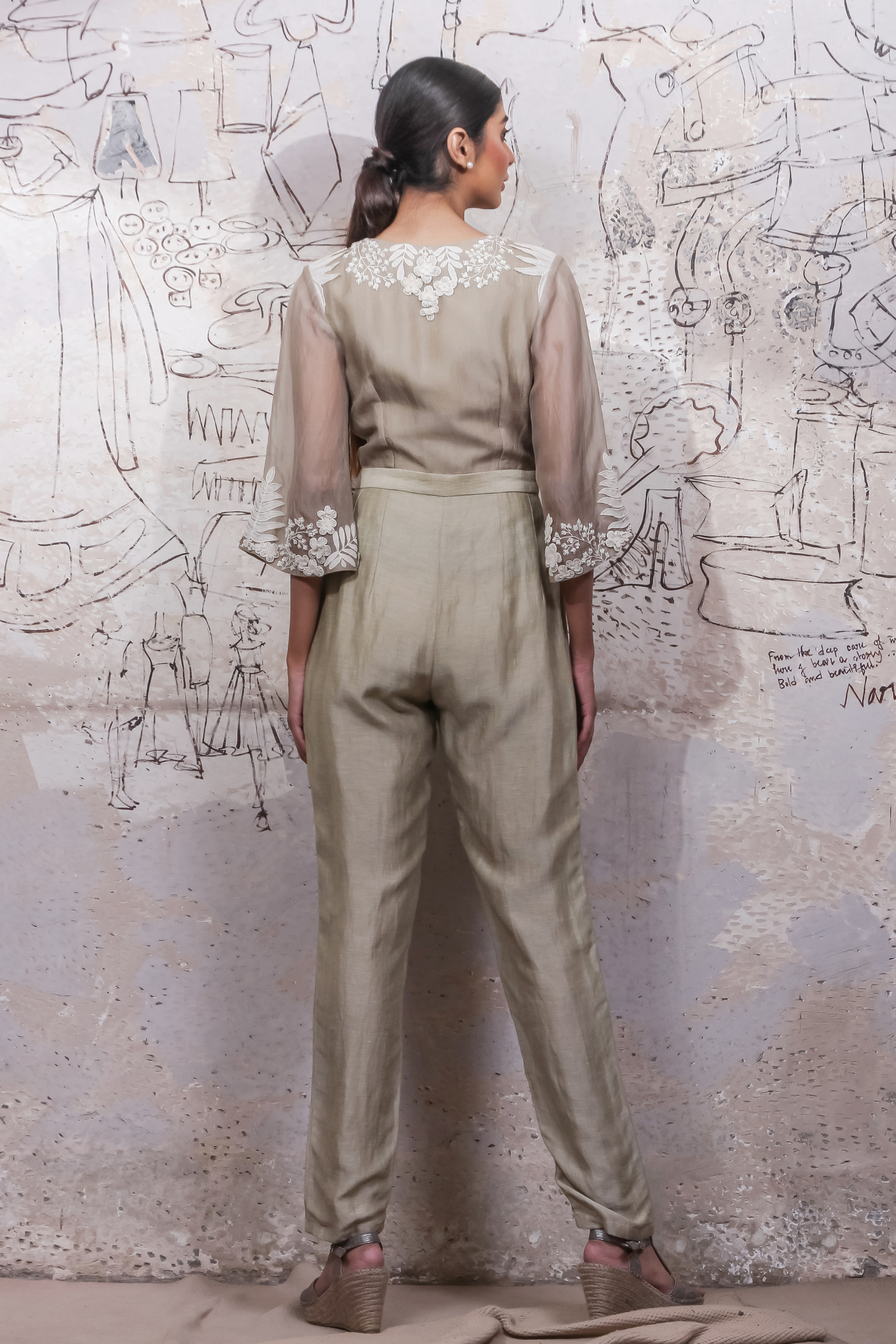 Embroiderd Coffee Brown Jumpsuit