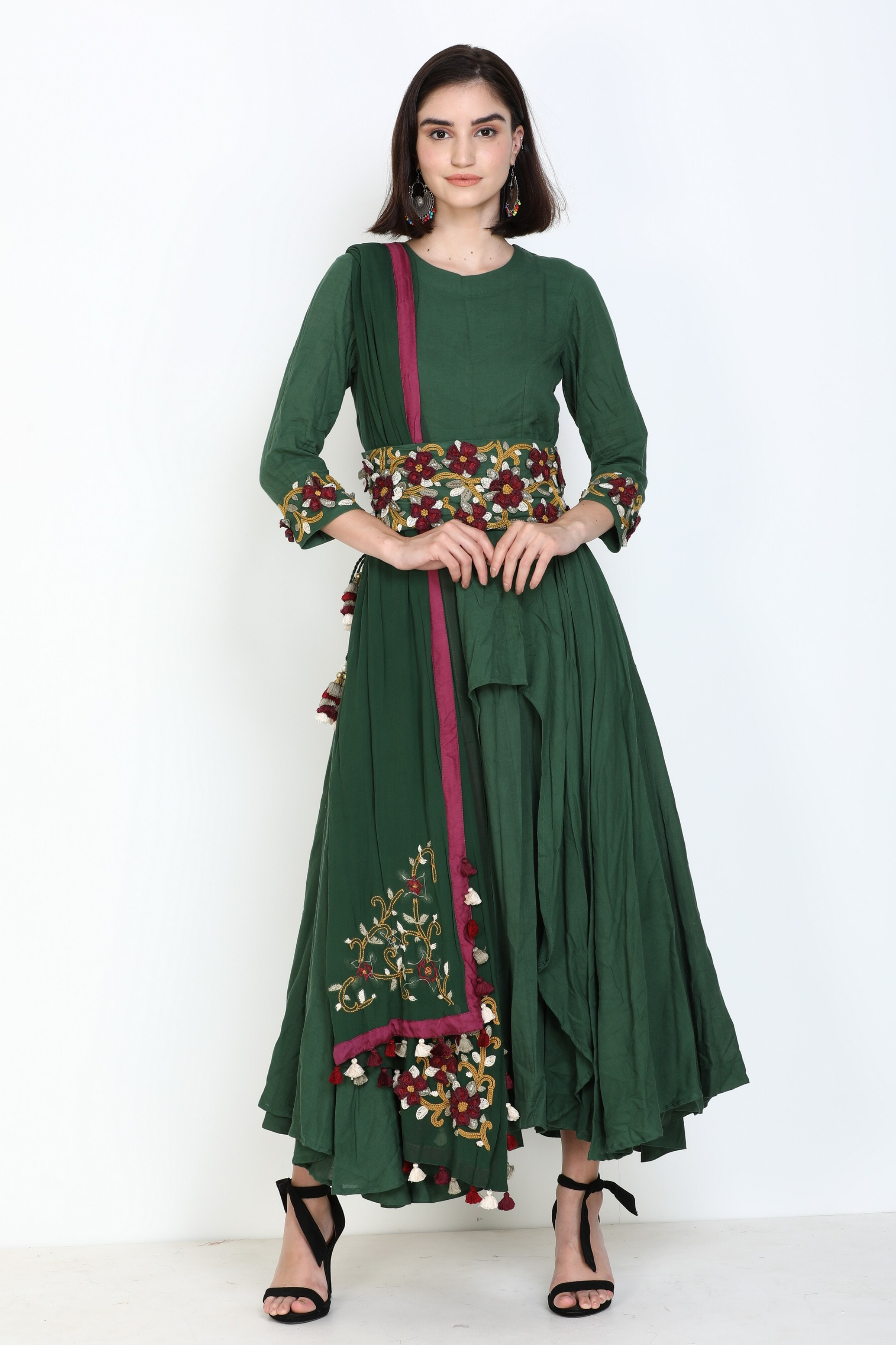  Green Suit with Embroidery